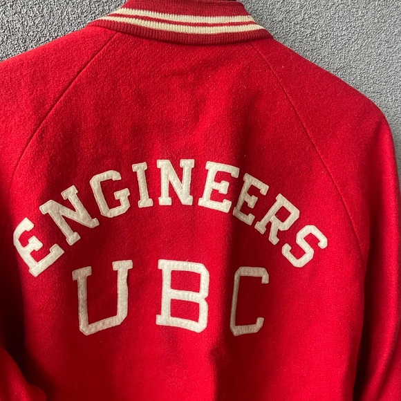 Engineers UBC,Red Wool Varsity Jacket, Unisex Clothes, Vintage Wool Jacket,Gift - Picture 3 of 11